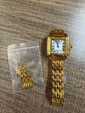 Gold Tone Square Face Bracelet Watch with Roman Dial